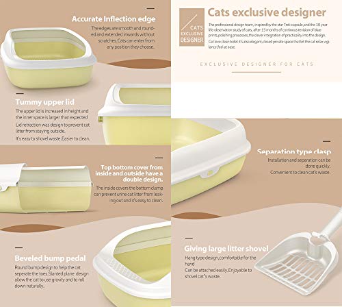 BPS Bandeja Gatos Gatitos Aseo Arenero Abierto para Mascotas Gatos Bandeja Sanitaria Plástica con Pala 3 Tamaños y Colores para Elegir (M, Marrón) BPS-5596MA