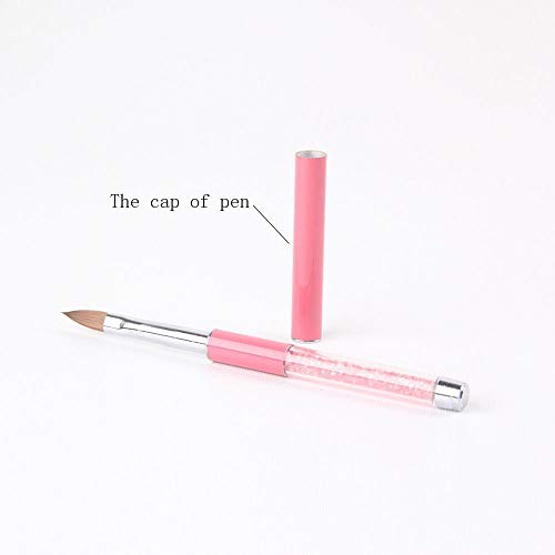 BQAN 1Pc Acrylic Nail Art Brush With Pink Rhinestone Handle Pure Kolinsky Hair Nail Tools #10 by BQAN
