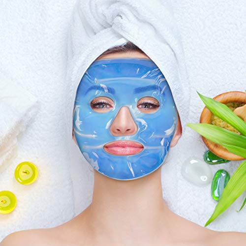 Bramble 5 Máscara de Gel Facial Frio, Antifaz Refrescante| Relajante, Reutilizable| Use Calor o Frío para Aliviar el Dolor, Ojos Hinchados, Ojeras, Dolores de Cabeza, Migrañas, Resacas, Fiebre.