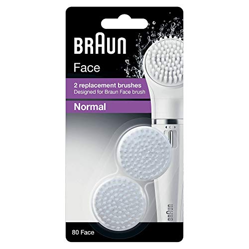 Braun 80 Face - Set de 2 recambios de cepillo facial de limpieza para depiladora facial, color blanco