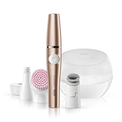 Braun Facespa Pro 921 - Sistema para Depilación y Limpieza 3 en 1, con Depiladora Facial Mujer, Cepillo Facial y Cabezal Tonificador, Base Cargadora, Bronce