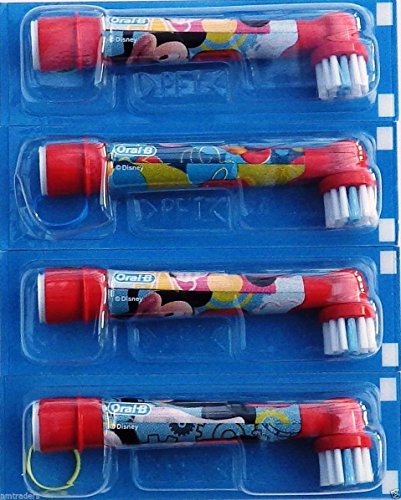 Braun Oral-B Stages Power Kids EB10-4K - Cabezales para cepillo de dientes eléctrico para niños (4 unidades), diseño de Mickey Mouse