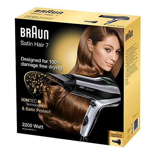Braun Satin Hair 7 - Secador de pelo profesional con tecnología iónica, 2200 W, color negro