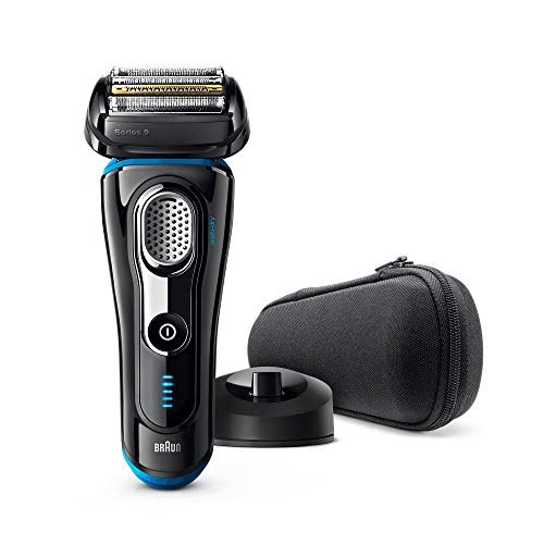 Braun Series 9 9242 s Afeitadora Eléctrica Hombre: Afeitadora Barba Con Base De Carga Y Funda Para Viaje, Negro/Azul Eloxal