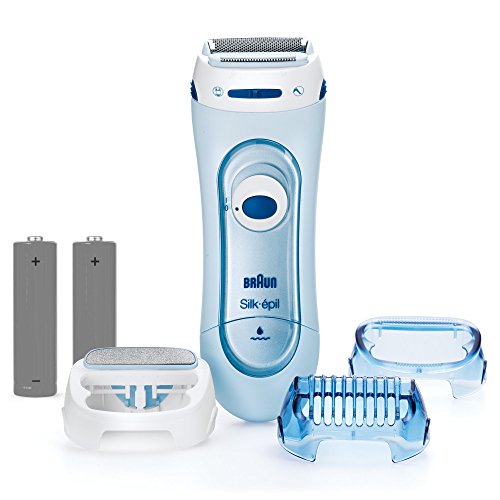 Braun Silk-épil Lady Shaver 5160 - Afeitadora eléctrica femenina, uso en seco o húmedo, sin cable, con 3 accesorios (incluido accesorio de recortadora), azul