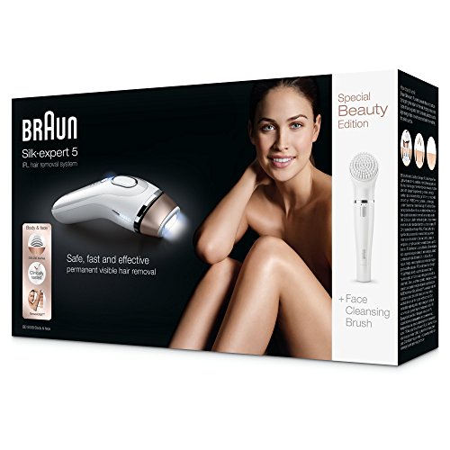 Braun Silk-Expert 5 IPL BD 5008 - Depiladora de luz pulsada para la depilación permanente en casa, con cepillo limpador facial