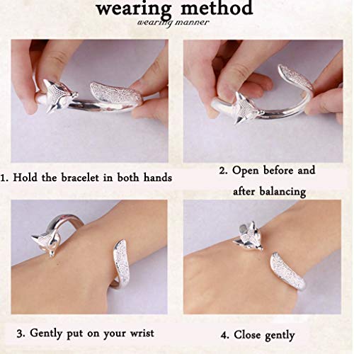 Brazalete tobilleras Pulseras El Corte Ingles Pequeño Zorro En Plata Esterlina Apertura Personalidad De Moda Accesorios De Vestir Regalo De Novia De Aniversario ( Color : Pink , Size : 14G-5.5cm )