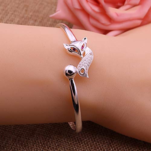 Brazalete tobilleras Pulseras El Corte Ingles Pequeño Zorro En Plata Esterlina Apertura Personalidad De Moda Accesorios De Vestir Regalo De Novia De Aniversario ( Color : Pink , Size : 14G-5.5cm )
