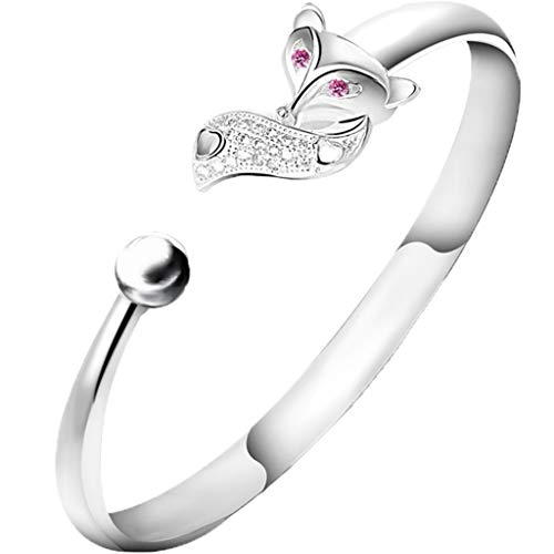 Brazalete tobilleras Pulseras El Corte Ingles Pequeño Zorro En Plata Esterlina Apertura Personalidad De Moda Accesorios De Vestir Regalo De Novia De Aniversario ( Color : Pink , Size : 14G-5.5cm )