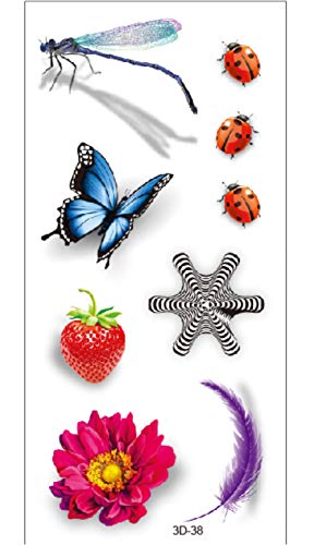 Brazo Tatuaje Temporal Pegatinas Fresa Mariquita Mariposa Negro Impermeable Cuerpo Para Hombre Mujeres Festival Moda Falso Cuerpo Adulto 19x9cm 10pcs