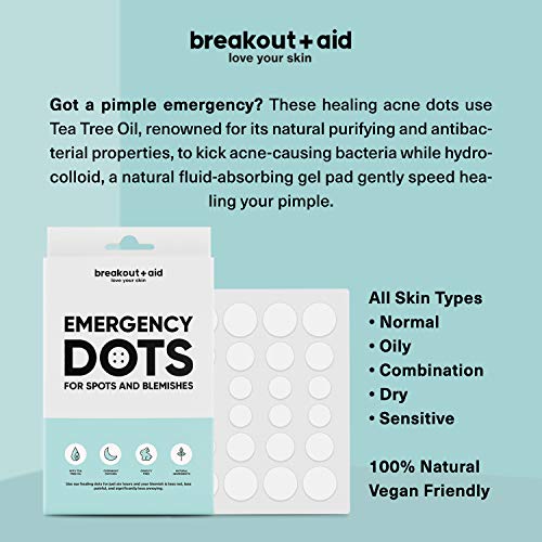 Breakout + aid - Parches para acne y granos (48 Parches) | Vegano | Con aceite de arbol de te | Hidrocoloide para Tratamiento de Espinilla | Natural