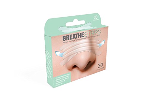 Breathe Strips Alivio de la congestión, tiras nasales antidrogas libres de drogas, 30 tiras (transparente)