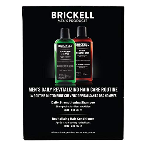 Brickell Men’s Products – Rutina Revitalizadora de Cuidado Capilar – Champú con Aceites de Menta y Árbol de Té + Acondicionador Fuerza y Volumen - Natural y Orgánico