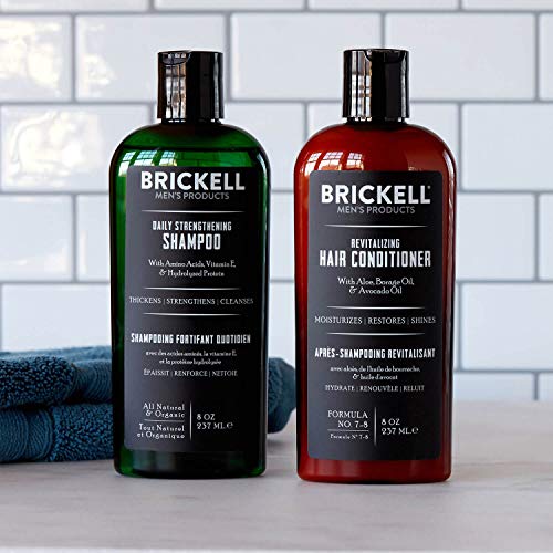 Brickell Men’s Products – Rutina Revitalizadora de Cuidado Capilar – Champú con Aceites de Menta y Árbol de Té + Acondicionador Fuerza y Volumen - Natural y Orgánico