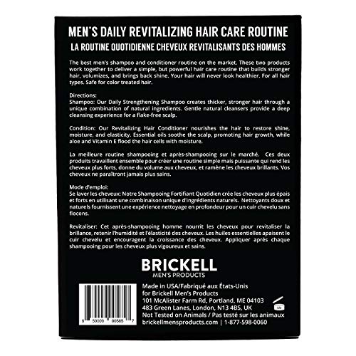 Brickell Men’s Products – Rutina Revitalizadora de Cuidado Capilar – Champú con Aceites de Menta y Árbol de Té + Acondicionador Fuerza y Volumen - Natural y Orgánico