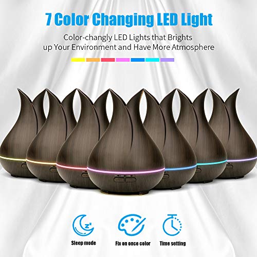 Brilex Humidificador ultrasónico 150ML Difusores de aromaterapia de grano de madera, Apagado automático sin BPA y sin agua, Difusores de aceite esencial con función de temporizador para el hogar