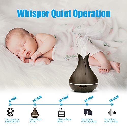 Brilex Humidificador ultrasónico 150ML Difusores de aromaterapia de grano de madera, Apagado automático sin BPA y sin agua, Difusores de aceite esencial con función de temporizador para el hogar