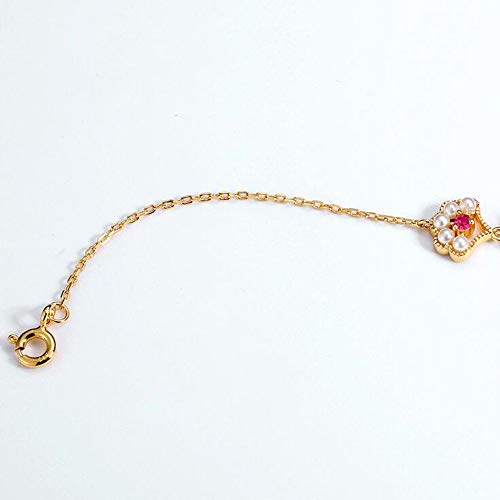 Brillando Chapado en Plata 14 k Pulsera de Oro Mujer Palacio Retro Viento corindón Rojo de Agua Dulce joyería de Perlas joyería pequeña Flor (Flor de Perla)