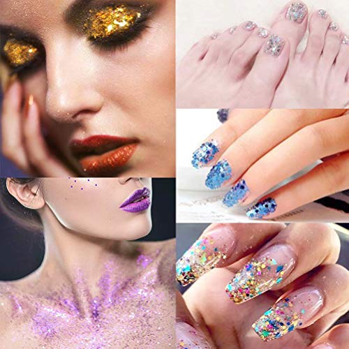 Brillos Corporales, Purpurinas Polvo, Purpurinas Cosmético Glitter para cuerpo, mejillas, cabello, sombra de ojos, uñas, maquillaje para fiesta de fiesta, brillo corporal (12 colores)