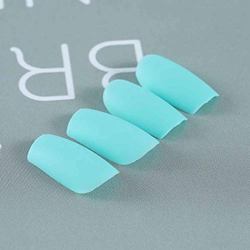 Brishow - Puntas de uñas de grano mate Diseño de arte de portada completa 24 piezas Uñas postizas para mujeres y niñas Verde claro