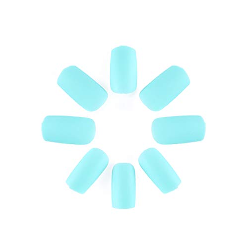 Brishow - Puntas de uñas de grano mate Diseño de arte de portada completa 24 piezas Uñas postizas para mujeres y niñas Verde claro