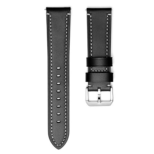 BRISMASSI ESETTI Correas de Reloj de Cuero Correa de Reloj de Liberación Rápida Plano - Pulsera de Reloj de Cuero Genuino Liso - 20mm 22mm 24mm para Hombres y Mujeres, Relojes y Smartwatches