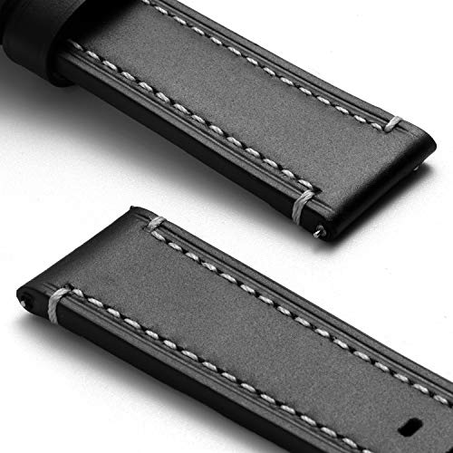 BRISMASSI ESETTI Correas de Reloj de Cuero Correa de Reloj de Liberación Rápida Plano - Pulsera de Reloj de Cuero Genuino Liso - 20mm 22mm 24mm para Hombres y Mujeres, Relojes y Smartwatches