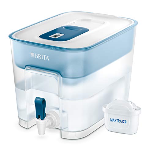 BRITA depósito Flow – Dispensador de Agua Filtrada con 1 cartucho MAXTRA+, Filtro de agua BRITA que reduce la cal y el cloro, Agua filtrada para un sabor óptimo, 8.2L