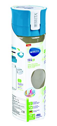 BRITA Vital Botella de Agua Filtrada de 0,6 L con 1 Filtro Microdisc, Azul/Transparente, 0.6 Litros