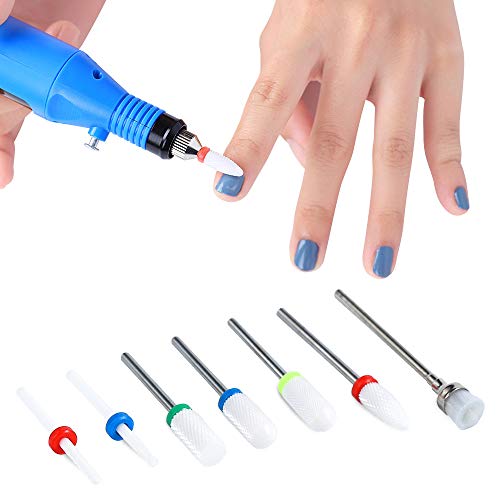 Broca Manicura, Homeet Torno para las Uñas Pulidor de Uñas Taladro de Uñas Set de 7Pcs Accesorio de Manicura y Pedicura Eléctrico Cerámica Fresas Torno Manicura para Uña