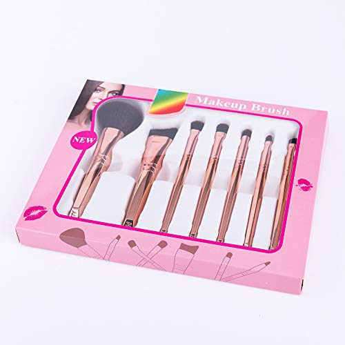 Brocha De Maquillaje 7 Piezas Fibra Artificial De Alta Calidad Pincel De Maquillaje Fácil De Cargar Adecuado Para Viajes/Profesional/Fiesta, Etc,Gold