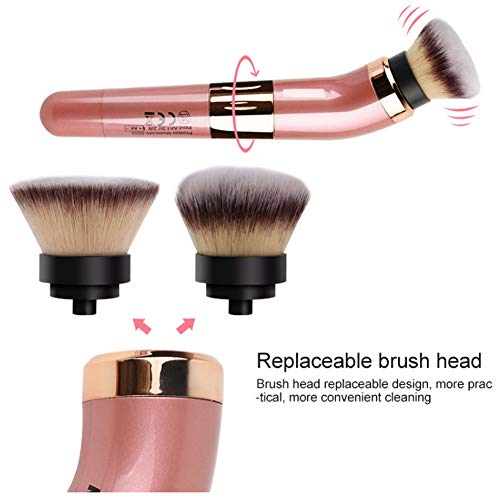 Brocha de Maquillaje giratoria eléctrica, brocha de Rubor en Polvo portátil Brocha de Maquillaje giratoria de 360 ​​Grados, con Base sintética y Rubor de Cabeza de Cepillo