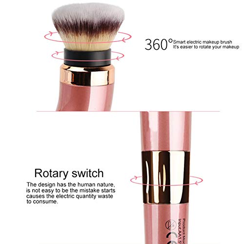Brocha de Maquillaje giratoria eléctrica, brocha de Rubor en Polvo portátil Brocha de Maquillaje giratoria de 360 ​​Grados, con Base sintética y Rubor de Cabeza de Cepillo