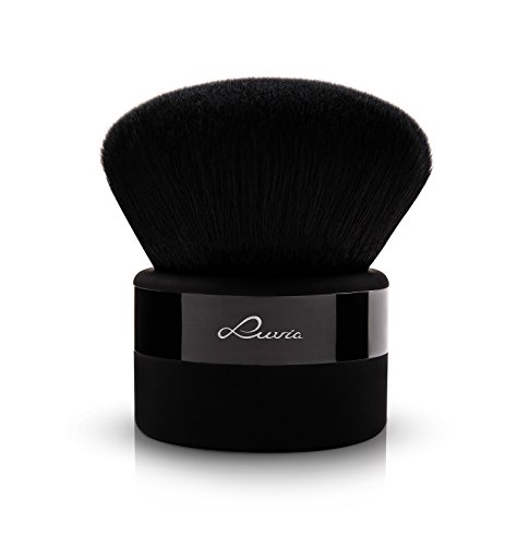 Brocha Kabuki Profesional – Color Negro Mate Opaco de Luvia Cosmetics – Brocha cosmética para la aplicación de polvo suelto, presado, base en crema, polvo y liquida, blush y productos para el cuerpo