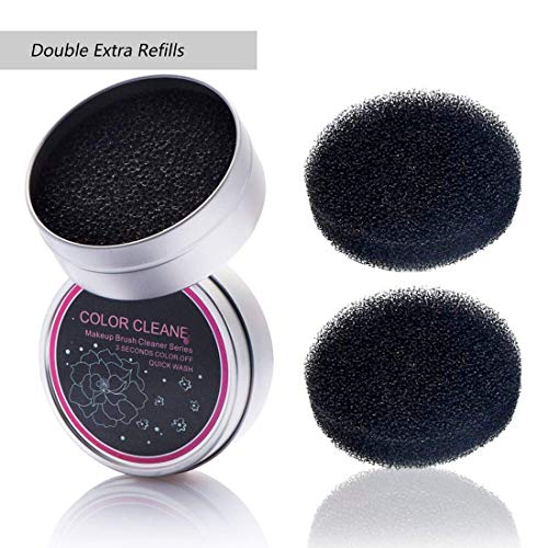 Brocha para Maquillaje Esponja Limpiador, Esponja Caja de Limpieza de Pinceles de Maquillaje para Quitar Residuos de Polvos Cosméticos sin Agua, 3 Esponjas Secas Con Uno Limpiar Caja