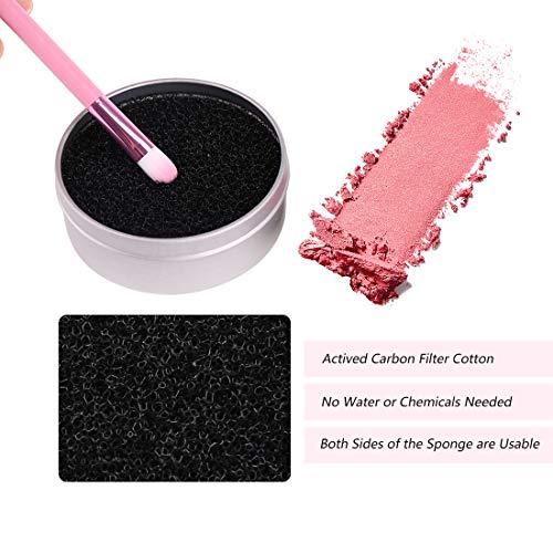 Brocha para Maquillaje Esponja Limpiador, Esponja Caja de Limpieza de Pinceles de Maquillaje para Quitar Residuos de Polvos Cosméticos sin Agua, 3 Esponjas Secas Con Uno Limpiar Caja