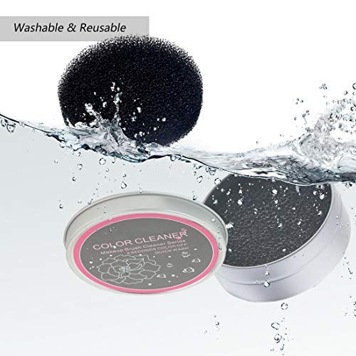 Brocha para Maquillaje Esponja Limpiador, Esponja Caja de Limpieza de Pinceles de Maquillaje para Quitar Residuos de Polvos Cosméticos sin Agua, 3 Esponjas Secas Con Uno Limpiar Caja