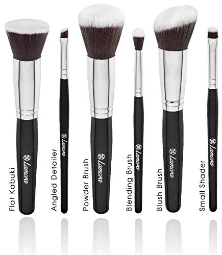 Brochas Base Polvos Ojos de Maquillaje Profesional Kabuki - Set Pinceles Maquillaje Sintético - Fibras Veganas de Larga Duración - Calidad Premium