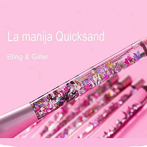 Brochas de Maquillaje 7 Piezas de HyAdierTech, Cerdas de Fibra Sintética Suaves y sin Crueldad, Detalle de Oro Rosa, Elegante de Bolsa de Almacenamiento de PV Incluido, Chispeante & Bling