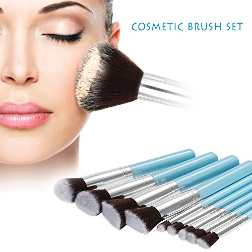 Brochas de Maquillaje Profesional, Abody 9 pcs Pinceles de Maquillaje para Base de Maquillaje, Sombra de Ojos, Colorete, Polvo, Las Cejas, Azul