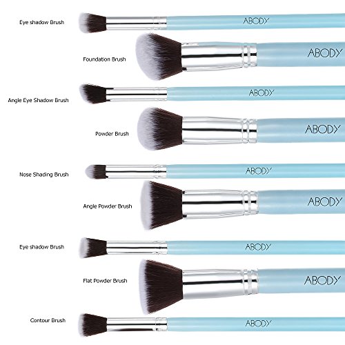 Brochas de Maquillaje Profesional, Abody 9 pcs Pinceles de Maquillaje para Base de Maquillaje, Sombra de Ojos, Colorete, Polvo, Las Cejas, Azul