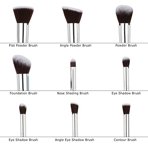 Brochas de Maquillaje Profesional, Abody 9 pcs Pinceles de Maquillaje para Base de Maquillaje, Sombra de Ojos, Colorete, Polvo, Las Cejas, Azul