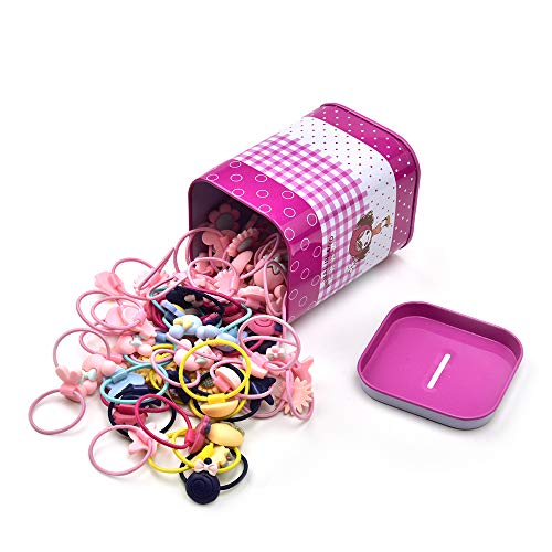 Broche para el Cabello para Niña 40 Piezas Elástico para el Cabello de la Caricatura Cuerdas de niñas Soporte de Cola de Caballo para Niños Pequeños (Colorear)