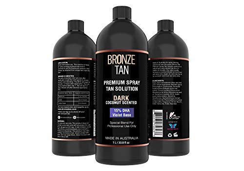 Bronze Tan Special DARK Blend Premium Spray Tan Solution para profesionales del bronceado en spray - Solución bronceadora sin sol con aroma de coco (1 litro / 33.8 FL OZ)