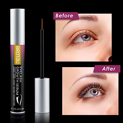 BROTOU 5ml Serum pestañas, Tratamiento Fortalecedor y Alargador para Pestañas y Cejas Potenciador de Pestañas con Ingredientes Naturales
