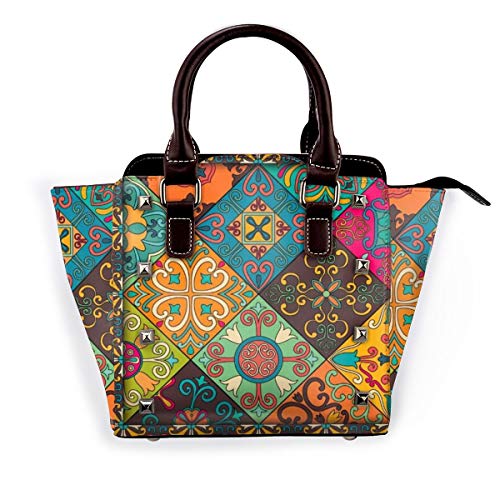 BROWCIN Azulejos Patrón Piso Italiano Azulejos Portugueses Estilo Talavera Geométrico Texturas Abstractas Desmontable Moda Tendencia Bolso de las señoras Bolso de hombro