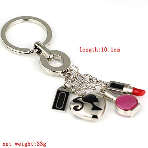 BRTTHYE Lápiz Labial Llavero Lindo Llavero para Mujer Botella de Perfume corazón Llavero Titular