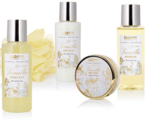BRUBAKER Cosmetics Set de Baño y Ducha"Vanilla Rose Mint" - Fragancia de Vainilla Roses Mint - Juego de 5 piezas para regalo