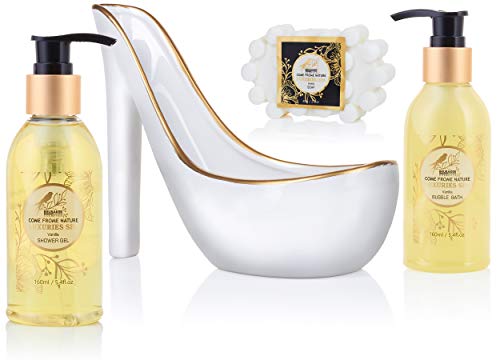 BRUBAKER Set de Lujo Vainilla para Baño y Ducha - 6 piezas - Set de Regalo Belleza en Stiletto blanco