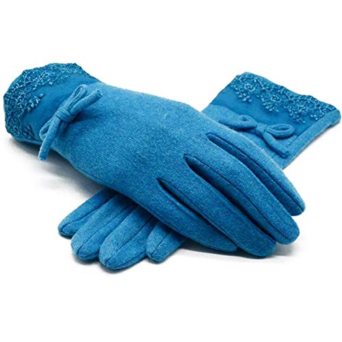 Bruce Dillon 2019 Nuevas Mujeres de Invierno Guantes cálidos Guantes de Cachemir de Encaje sólido Longitud de la muñeca Mitones de Moda Guantes Guantes de Mujer Femenina G130 Rojo Vino Un tamaño